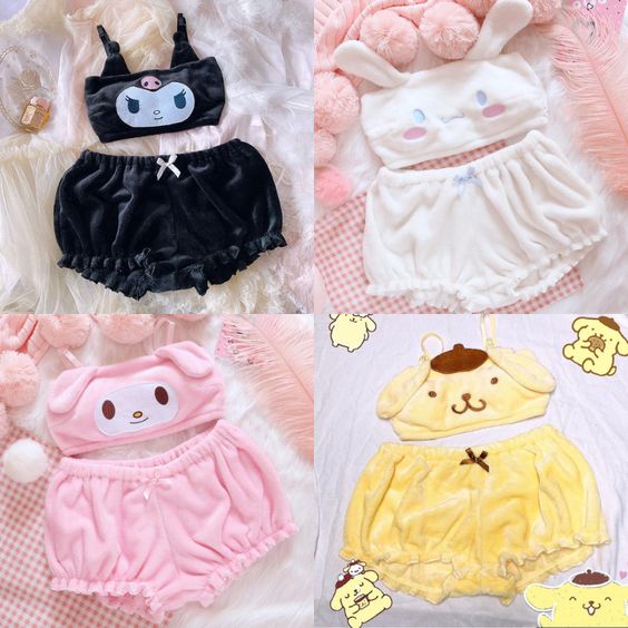 💗Material: Flannel and Suits no steel ring 💗1 Set = 1 Bandeau Bra   1 Shorts Product ID: BKM001 💗 Size Info (Manual measurement) 【The shorts are elastic