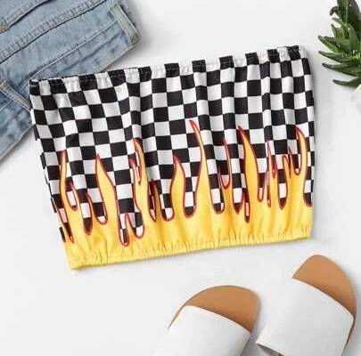 Gingham Crop Tube Top