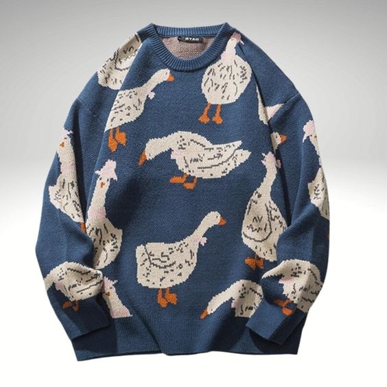 Knitted sweater, cartoon animal print sweatshirt, pullover, o neck casual oversized top Sizes M Length 26.4in, Chest 43.3in, Sleeve 20.5in L Length 27.2in, Chest 44.9in, Sleeve 21.3in XL Length 28in, Chest 46.5in, Sleeve 22.1in XXL Length 28.7in, Chest 48in, Sleeve 22.8in