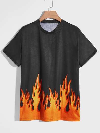 Men Fire Print Tee