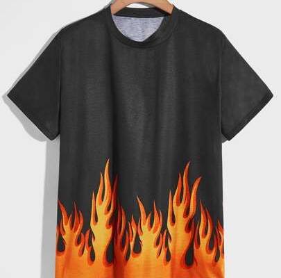 Men Fire Print Tee