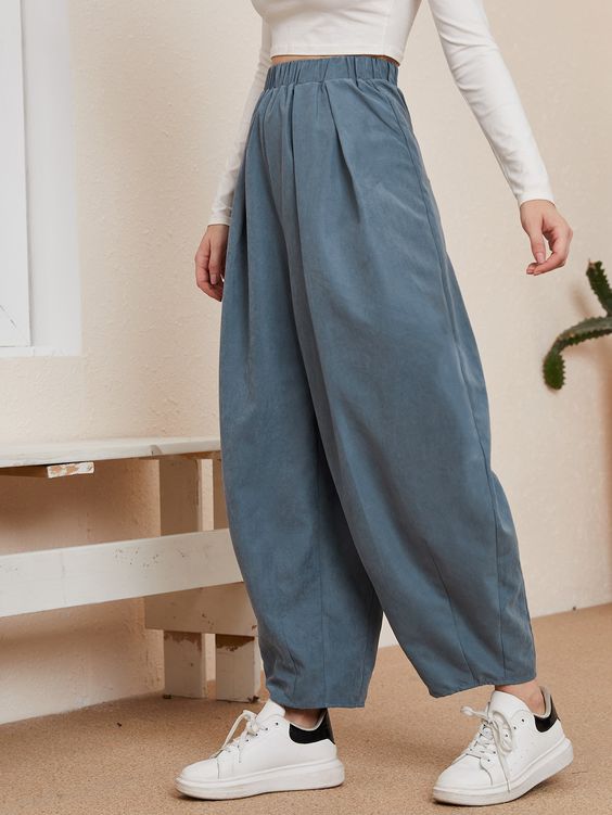 SHEIN Elastic Waist Drop Crotch Pants