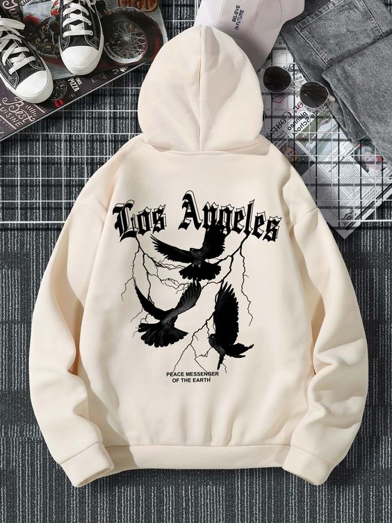 Khaki Street Collar Long Sleeve Fabric Animal,Letter Pullovers Embellished Slight Stretch Spring/Fall Men Hoodies