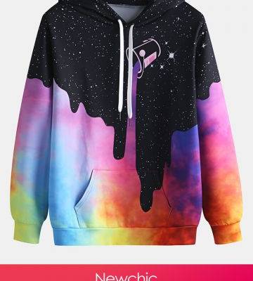 Mens Cool Gradient Loose Digital Printing Tie Dyed Hoodie