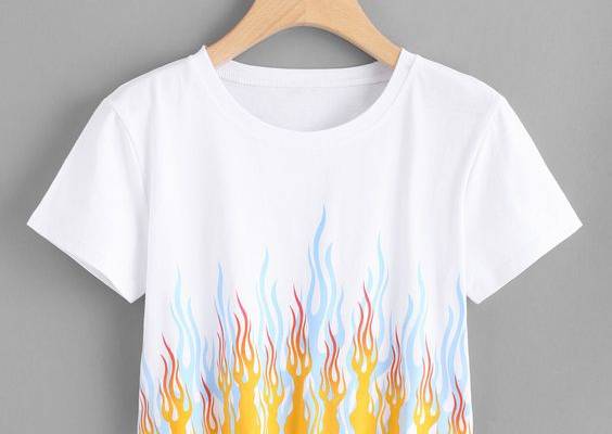 Fire Print Crop TeeFor Women-romwe