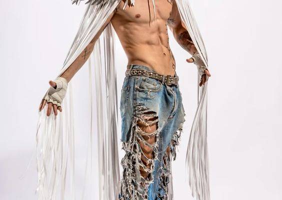 White SHOULDER PIECES Costume With Fringes
