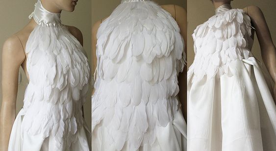 White swan elven wedding feather dress by Pinkabsinthe on DeviantArt