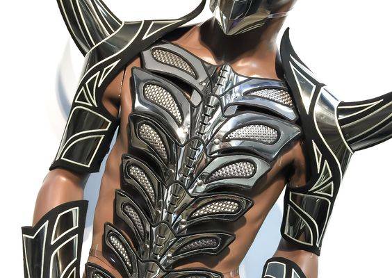 2 complete arms with removable horns are listed. All other items are listed elsewhere in our shop. Horns are 11 inch big Can be made for men or women Made out of dark chrome metallic PVC embroidered glow in the dark thread stitched on a hard sturdy black fabric base. When pieces previously exposed to a light source the out lines will glow in the dark for some time. Great for any stage or show performance Included in this listing are a total of 6 pieces 2 horns 2 shoulder pieces 2 cuffs