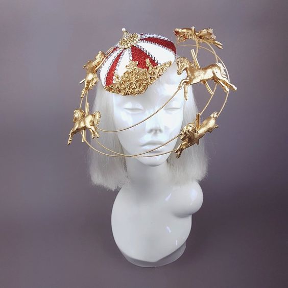 Merry go round headwear, fairground, carousel top headpiece, fancy quirky headwear
