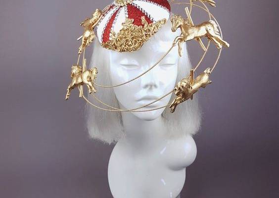 Merry go round headwear, fairground, carousel top headpiece, fancy quirky headwear