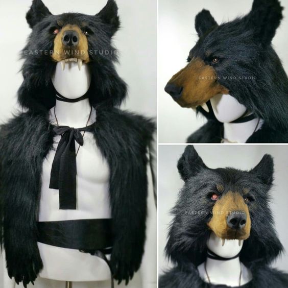 synthetic animal friendly Black bear headdress
