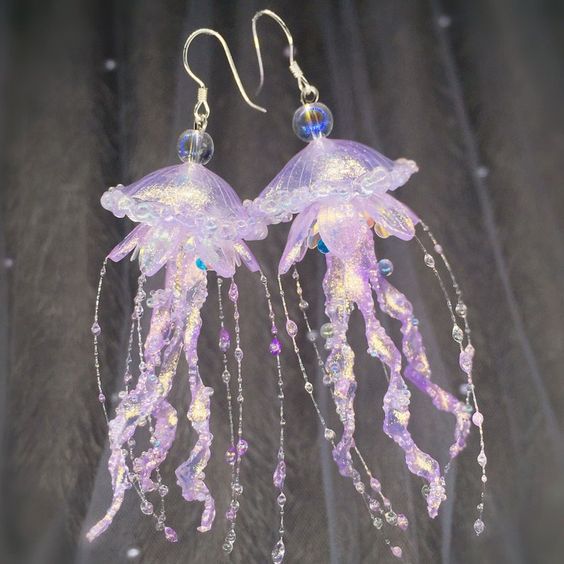 Fairy Jellyfish Earrings Long Earrings Handmade Ear Clips – Etsy