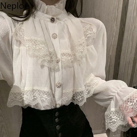 Delicate and dainty. That’s what this blouse is all about. With its intricate lace detailing, this blouse is the epitome of femininity. The ruffles add a touch of playful elegance, while the chiffon fabric keeps it light and airy. Perfect for a day at the office or a night out on the town, this blouse is sure to turn heads. Material: PolyesterFabric Type: Chiffon CHECK OUT MATCHING BOTTOMS BELOW !! 👇👇👇👇👇👇