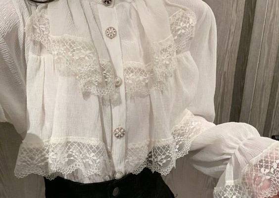 Delicate and dainty. That's what this blouse is all about. With its intricate lace detailing, this blouse is the epitome of femininity. The ruffles add a touch of playful elegance, while the chiffon fabric keeps it light and airy. Perfect for a day at the office or a night out on the town, this blouse is sure to turn heads. Material: PolyesterFabric Type: Chiffon CHECK OUT MATCHING BOTTOMS BELOW !! 👇👇👇👇👇👇