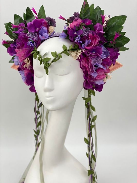 Elf Flower Headdress Violet Flower Crown Large Purple – Etsy