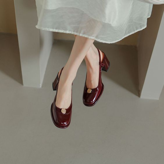 CHIKO Rhona Round Toe Block Heels Slingback Shoes