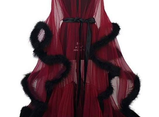 Feather Bridal Robe Tulle Illusion Long Wedding Scarf New Custom Made ... (black) at Amazon Women’s Clothing store: