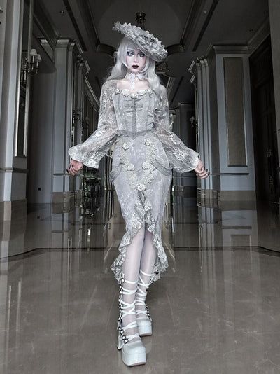 Court Skirt With Slits Cherrykeke Fishtail Skirt