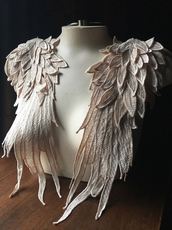 CHAMPAGNE Beige 3D Lace Applique WINGS Pair for Angels Swan – Etsy