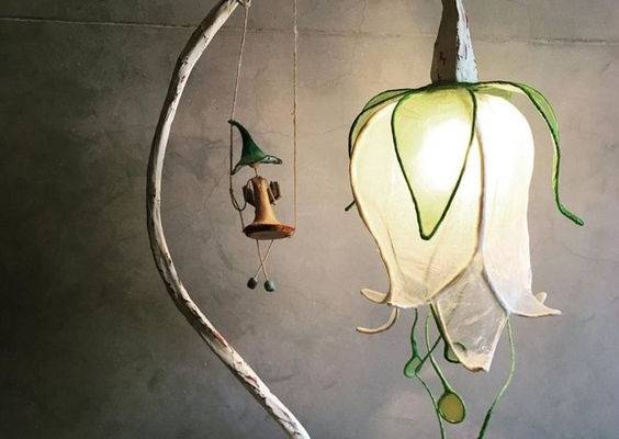 Flower lamp with fairy on swing. Magic lamp. Unique design. | Etsy