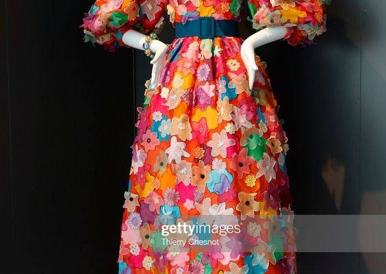 A dress is displayed during the exhibition 