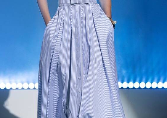 Brandon Maxwell Bow-Accented Striped Cotton Belt