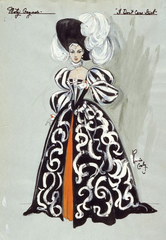 Costume Sketch of Mitzi Gaynor as Eva Tanguay in the 20th Century Fox Production, ‘The I Don’t Care Girl’