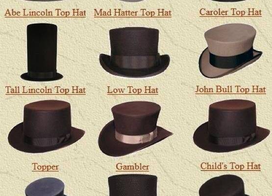 Men's historical top hat styles