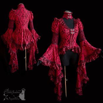 Red blouse, victorian, art nouveau, goth, vampire by SomniaRomantica