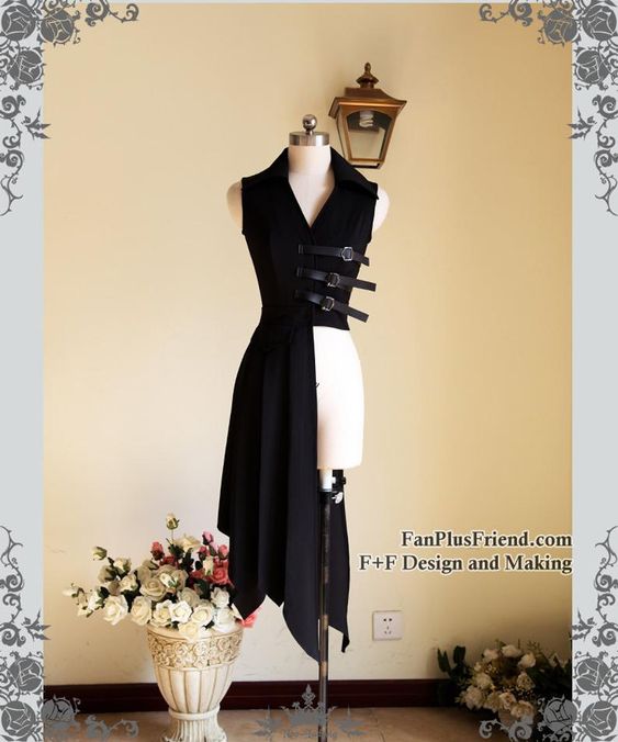 Pirate Gothic Pleated Bias Bottom Long Unisex Vest | Etsy