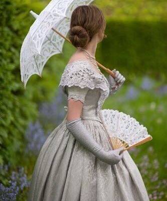 elegant, vintage, lacedress, umbrella, femininity