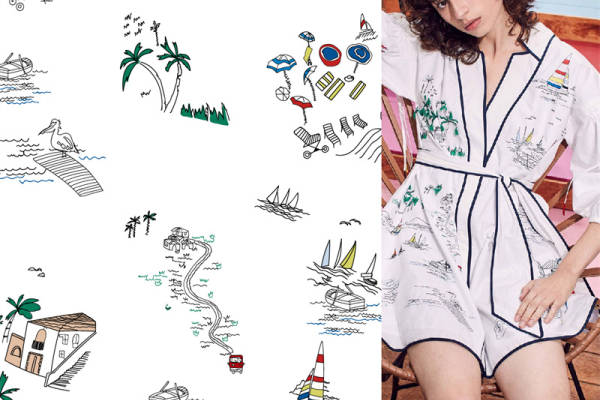 Tanya Taylor 坦尼娅·泰勒飞鸟帆船数码印花花型素材