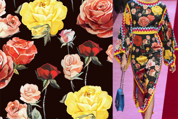 Dolce & Gabbana 杜嘉班纳玫瑰花朵数码印花花型素材