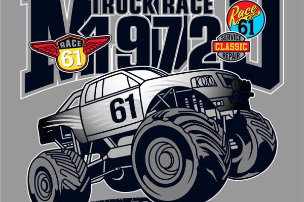 字母朋克风汽车数码印花花型素材