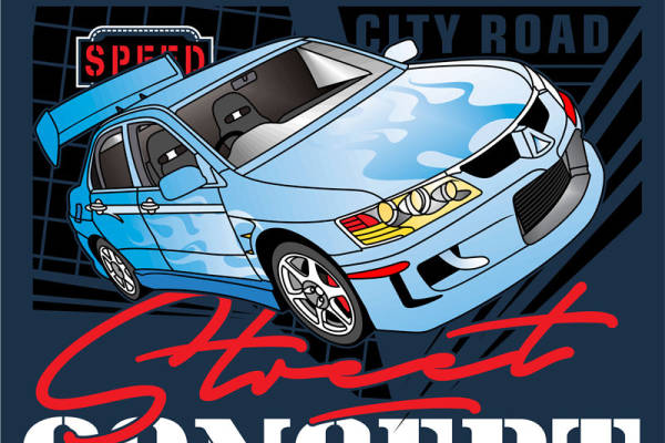 字母朋克风汽车数码印花花型素材