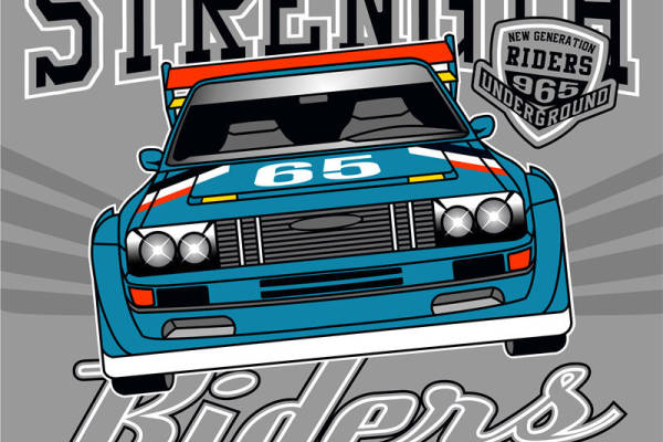 字母朋克风汽车数码印花花型素材