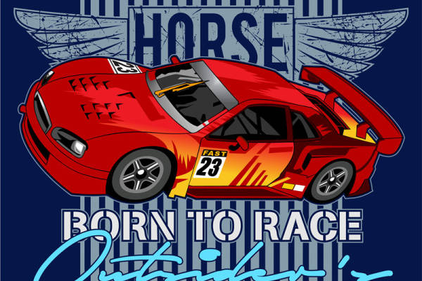 字母朋克风汽车数码印花花型素材