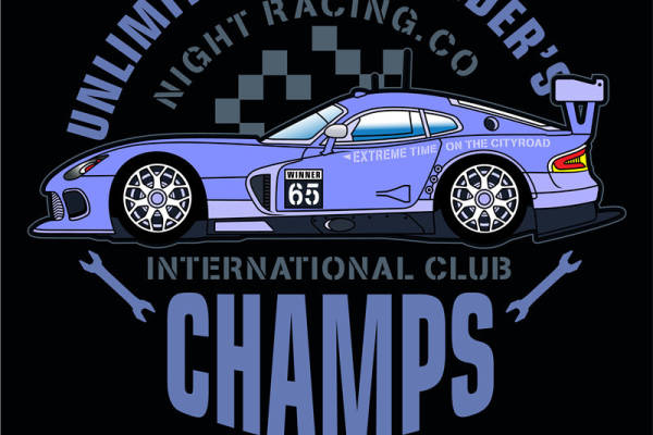 字母朋克风汽车数码印花花型素材