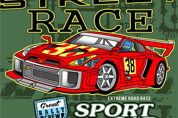 字母朋克风汽车数码印花花型素材