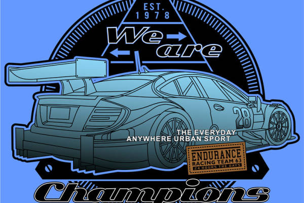 字母朋克风汽车数码印花花型素材