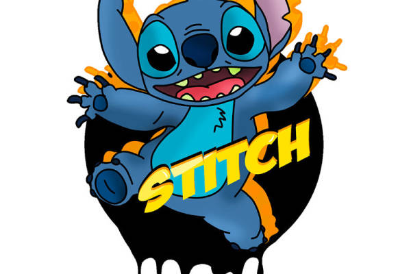 卡通史迪仔印花图案服装裁片T恤卫衣烫图印花花型素材