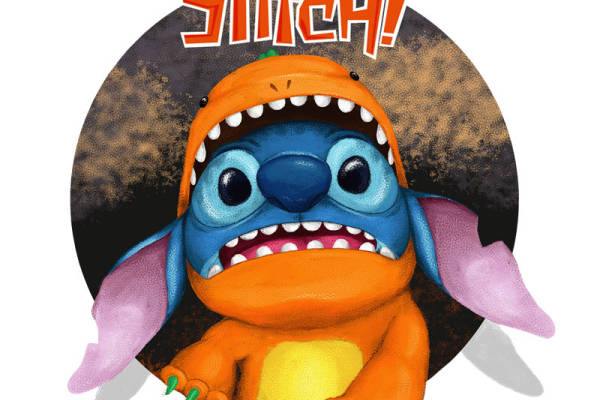 卡通史迪仔印花图案服装裁片T恤卫衣烫图印花花型素材