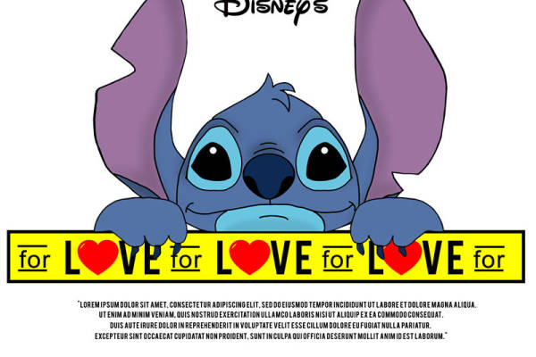 卡通史迪仔印花图案服装裁片T恤卫衣烫图印花花型素材