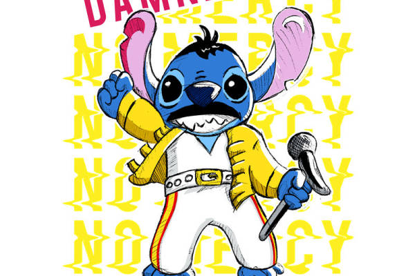 卡通史迪仔印花图案服装裁片T恤卫衣烫图印花花型素材