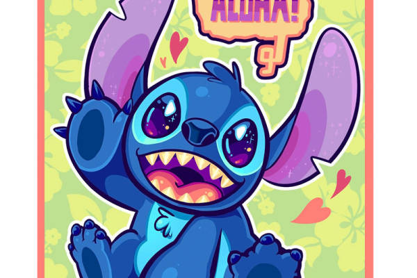 卡通史迪仔印花图案服装裁片T恤卫衣烫图印花花型素材