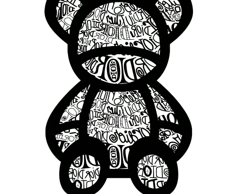 卡通熊印花图案服装裁片T恤卫衣烫图印花花型素材