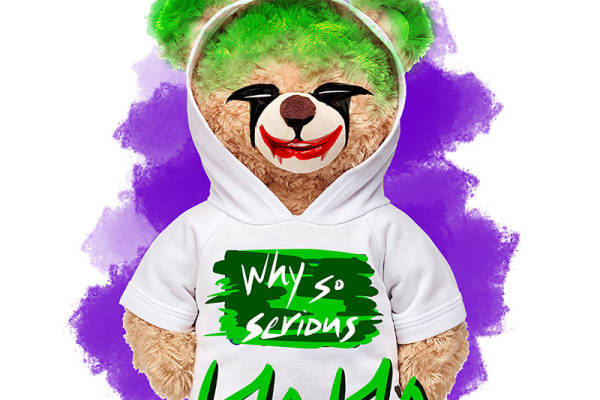 卡通暴力熊印花图案服装裁片T恤卫衣烫图印花花型素材