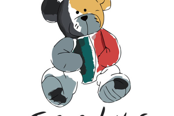 卡通熊印花图案服装裁片T恤卫衣烫图印花花型素材