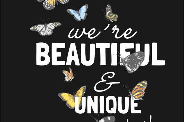 蝴蝶字母印花图案服装裁片T恤卫衣烫图印花花型素材