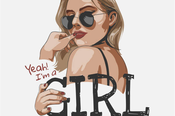 女孩字母印花图案服装裁片T恤卫衣烫图印花花型素材